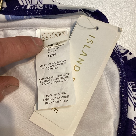 Island Escape Tahiti Bandini Swim Tankini Top Size 6 Blue Floral - Picture 6 of 7